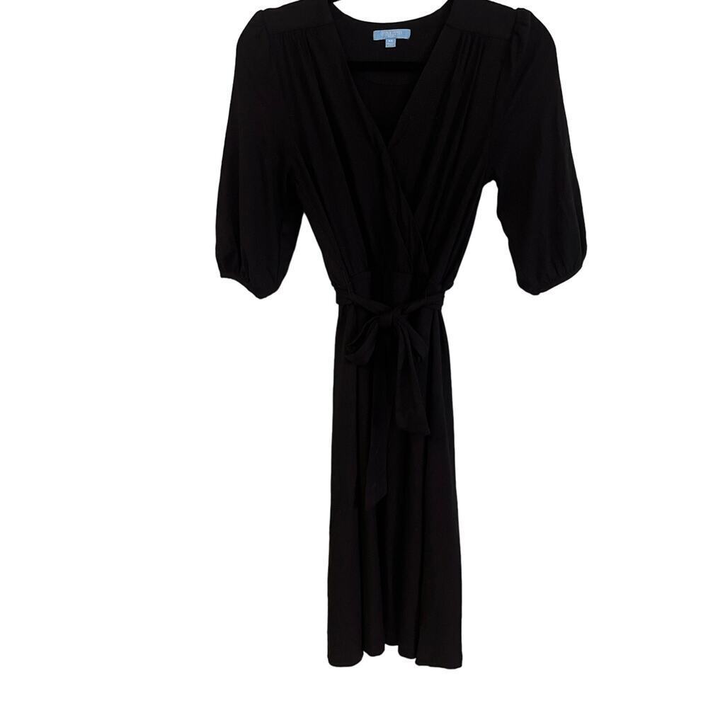 Draper James Black Jersey Knit Belted Wrap Dress Size XS